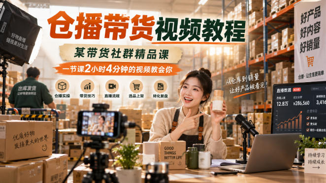 仓播带货视频教程，某带货社群精品课，一节课2小时4分钟的视频教会你-创业资源网