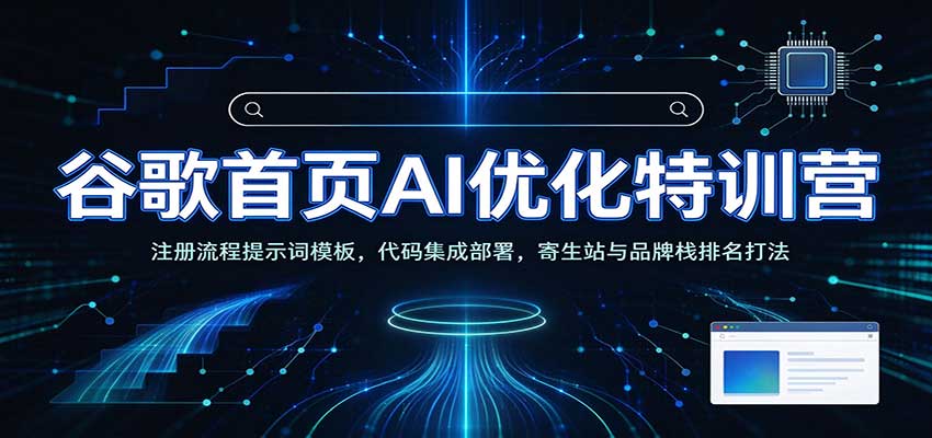 谷歌首页AI优化特训营：AI工具赋能SEO，次级站点搭建，寄生站与品牌栈排名打法-创业资源网