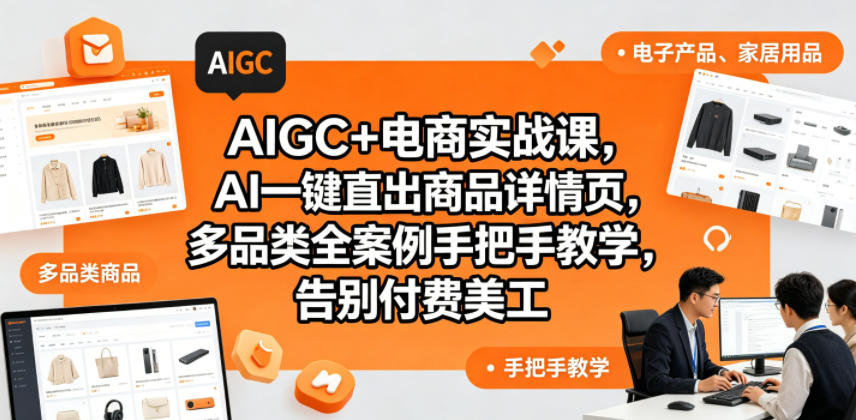 AIGC+电商实战课，AI一键直出商品详情页，多品类全案例手把手教学，告别付费美工（更新0820）-创业资源网
