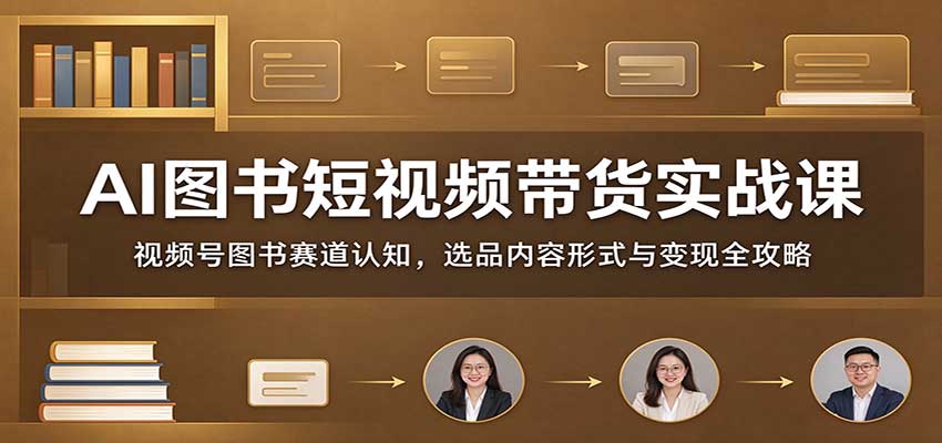 AI图书短视频带货实战课：视频号图书赛道认知，选品内容形式与变现全攻略-创业资源网