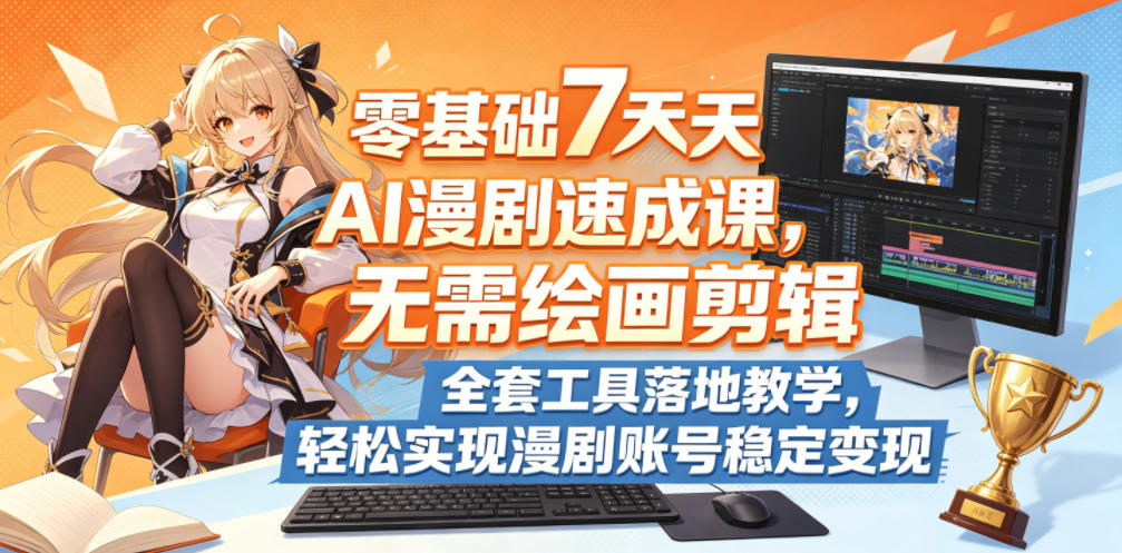 零基础7天AI漫剧速成课,无需绘画剪辑,全套工具落地教学,轻松实现漫剧账号稳定变现-创业资源网