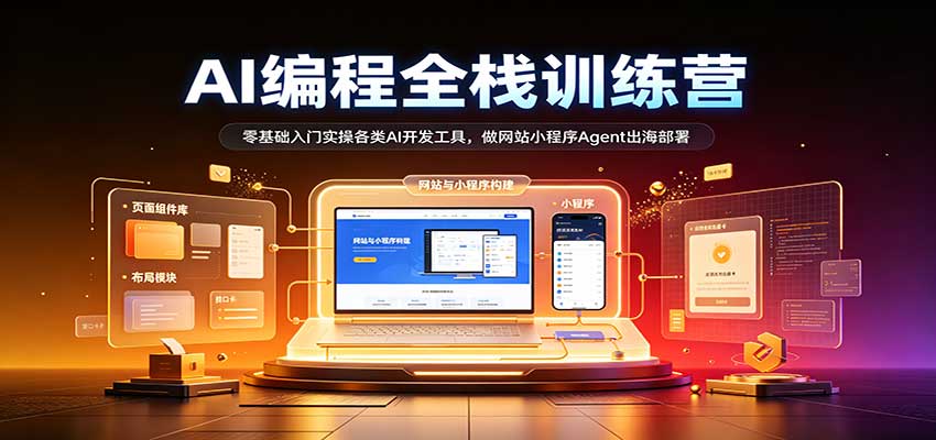 AI编程全栈训练营：：零基础入门实操各类AI开发工具，做网站小程序Agent出海部署-创业资源网