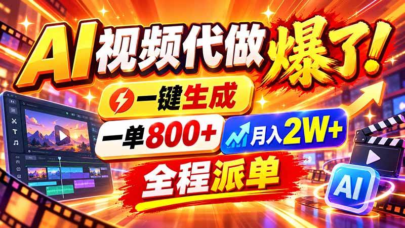 （21114期）2026年底新赛道，AI视频代做一单800+，小白可做，告别打工-创业资源网