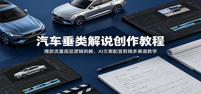 汽车垂类解说创作教程：爆款流量底层逻辑拆解，AI文案配音剪辑多赛道教学-创业资源网