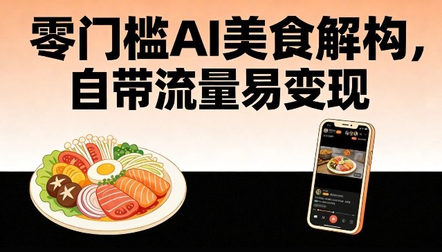 零门槛AI美食解构，自带流量易变现-创业资源网
