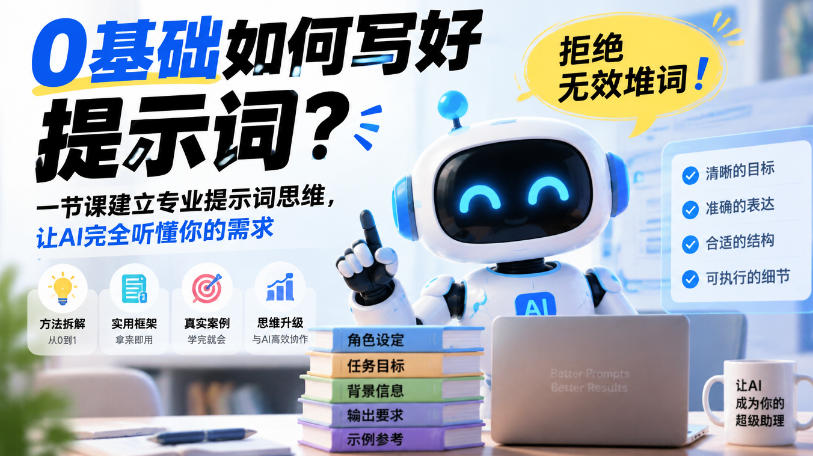 0基础如何写好提示词，拒绝无效堆词！一节课建立专业提示词思维，让AI完全听懂你的需求-创业资源网