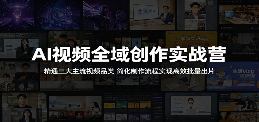 AI视频全域创作实战营：精通三大主流视频品类，简化制作流程实现高效批量出片-创业资源网