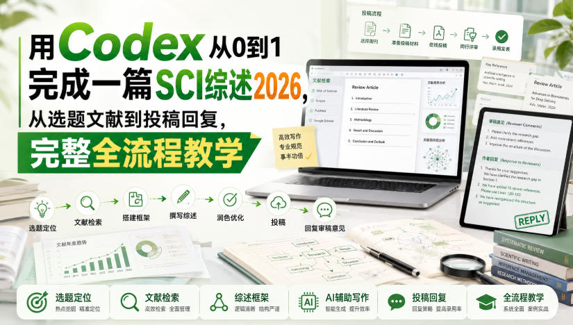 用Codex从0到1完成一篇SCI综述2026，从选题文献到投稿回复，完整全流程教学-创业资源网