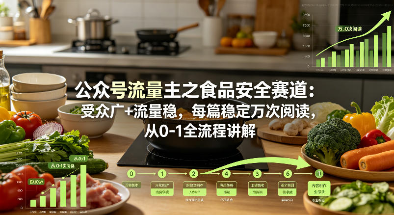 公众号流量主之食品安全赛道，受众广+流量稳，每篇作品稳定万次阅读，从0-1全流程讲解-创业资源网