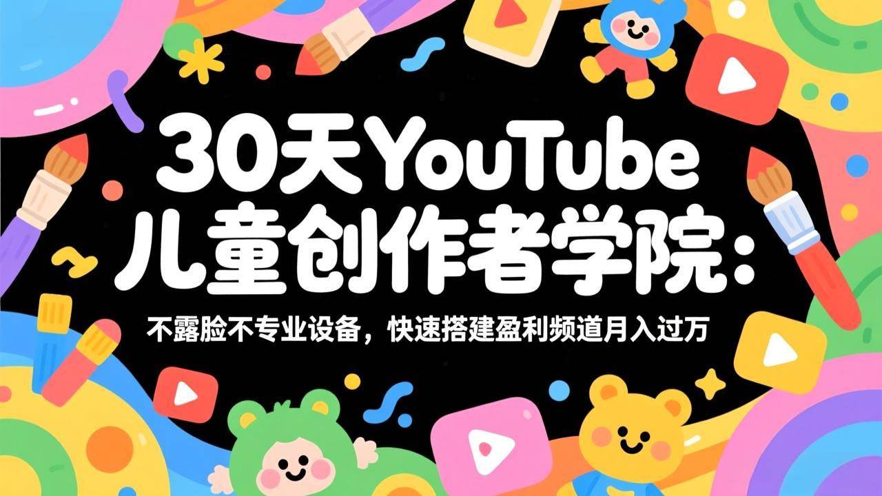 （17554期）30天YouTube儿童创作者学院：不露脸不专业设备，快速搭建盈利频道月入过万-创业资源网