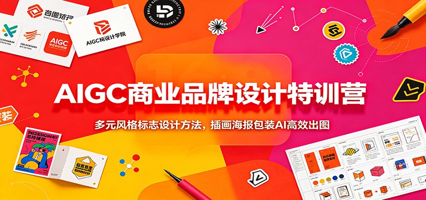 AIGC商业品牌设计特训营：多元风格标志设计方法，插画海报包装AI高效出图-创业资源网
