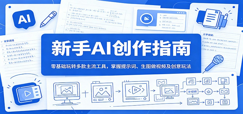 新手AI创作指南：零基础玩转多款主流工具，掌握提示词、生图做视频及创意玩法-创业资源网