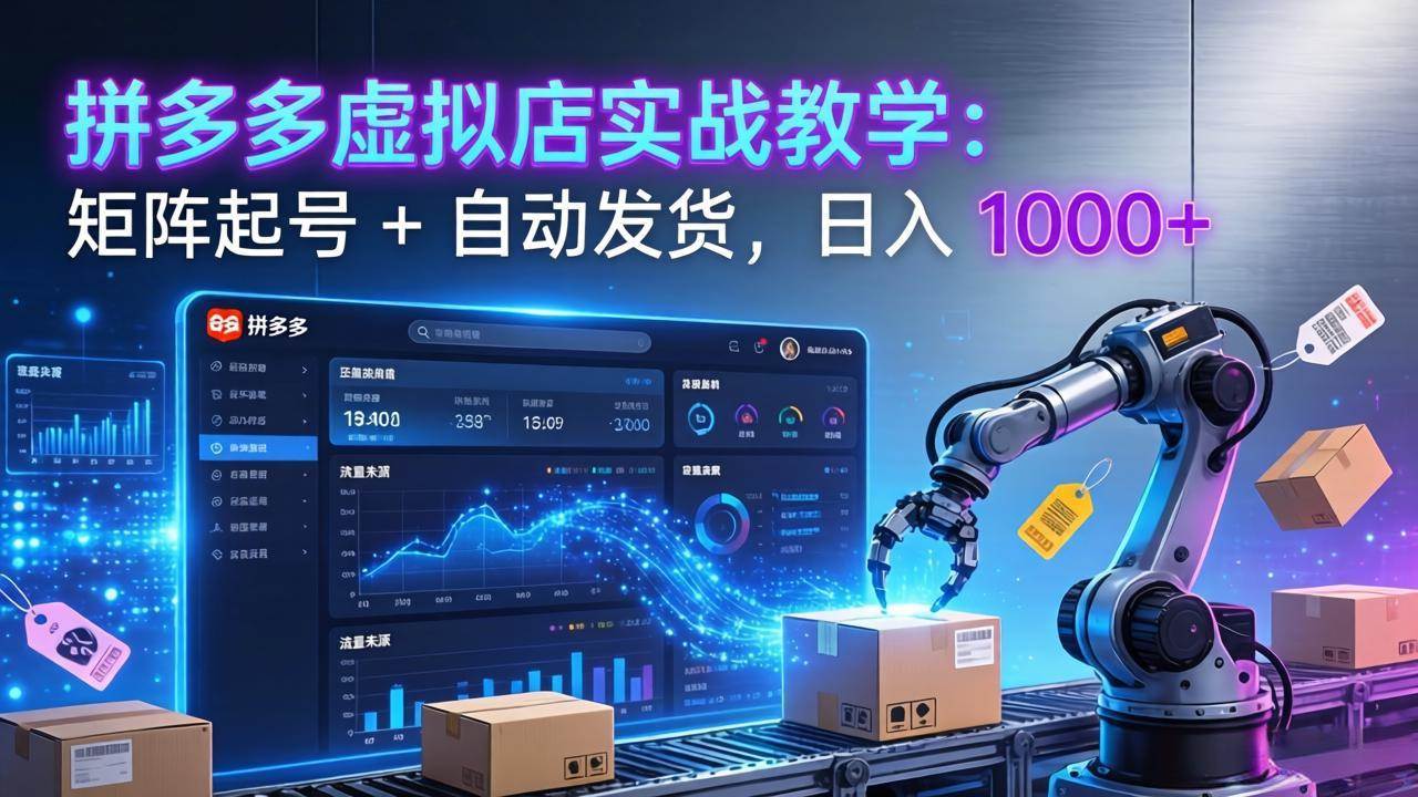 （17628期）拼多多虚拟店实战教学：矩阵起号 + 自动发货，日入 1000+-创业资源网