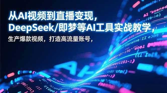 （17001期）从AI视频到直播变现，DeepSeek/即梦等AI工具实战教学，生产爆款视频，打造高流量账号-创业资源网