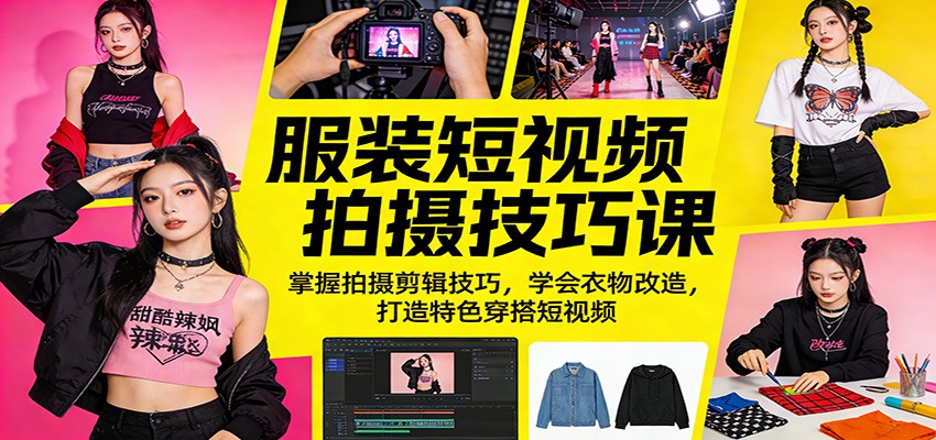 服装短视频拍摄技巧课：掌握拍摄剪辑技巧，学会衣物改造，打造特色穿搭短视频-创业资源网