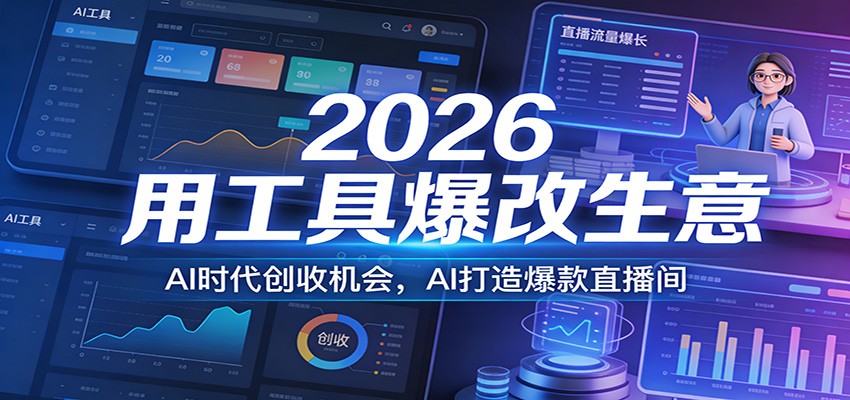 2026用工具爆改生意，AI时代创收机会，AI打造爆款直播间-创业资源网