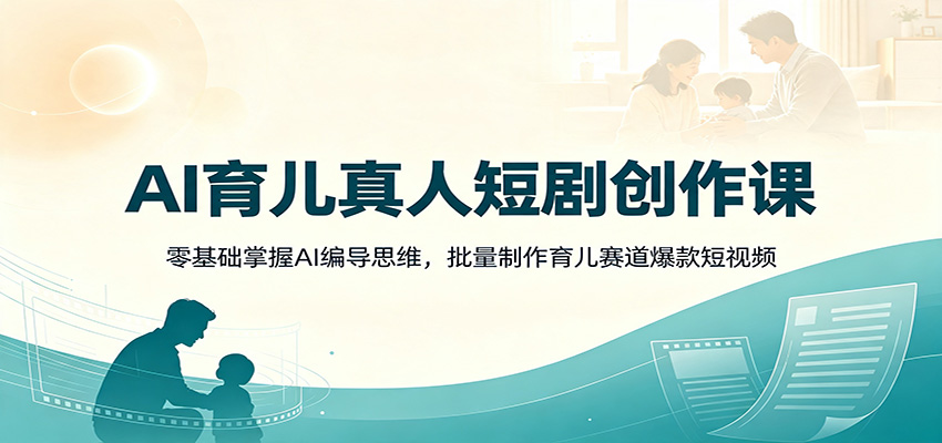 AI育儿真人短剧创作课：零基础掌握AI编导思维，批量制作育儿赛道爆款短视频-创业资源网