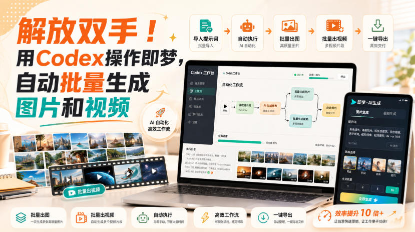 解放双手!用Codex操作即梦,自动批量生成图片和视频 解放双手!用Codex操作即梦,自动批量生成图片和视频