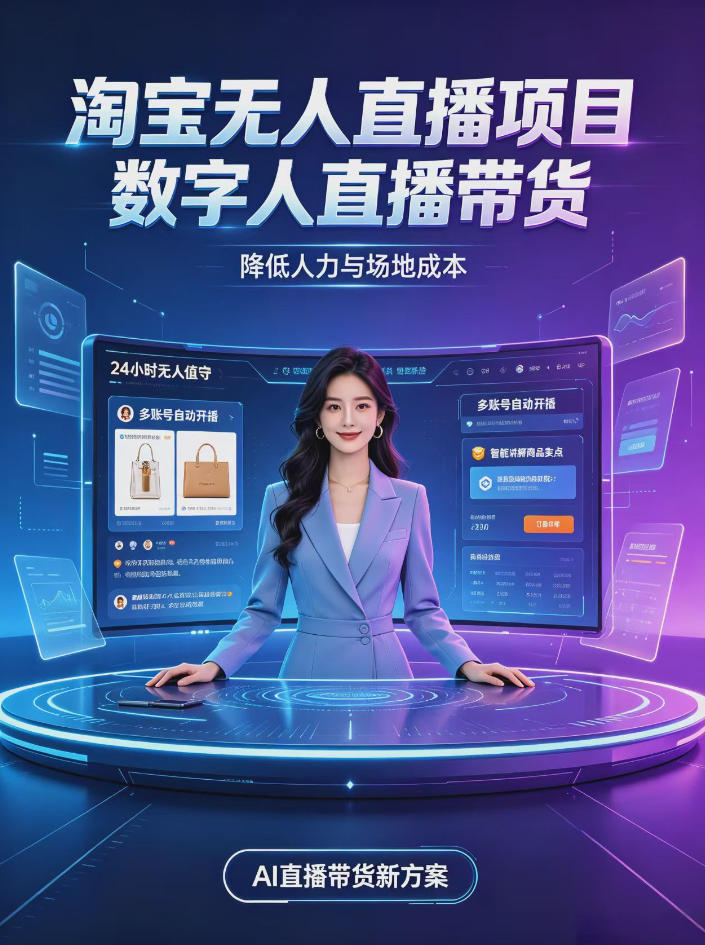 淘宝AI无人直播带货,24小时自动开播低门槛副业,无需真人长时间出镜,持续引流出单【揭秘】-创业资源网