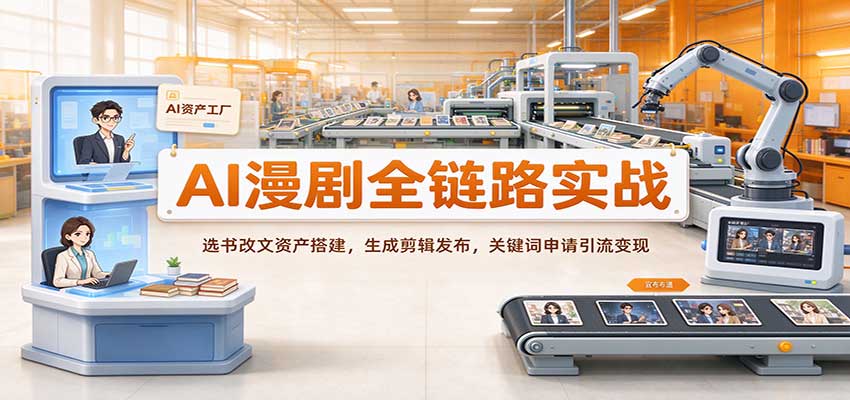 AI漫剧全链路实战:选书改文资产搭建,生成剪辑发布,关键词申请引流变现-创业资源网