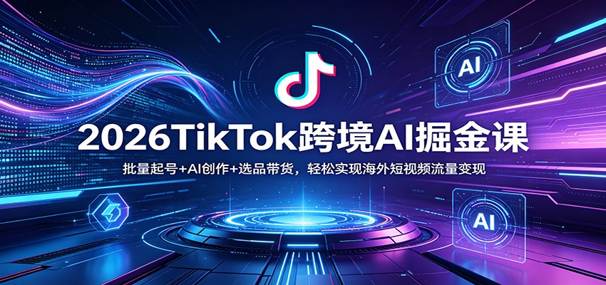 2026TikTok跨境AI掘金课：批量起号+AI创作+选品带货，轻松实现海外短视频流量变现-创业资源网