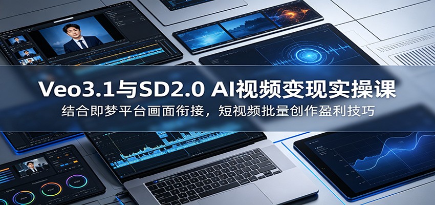 Veo3.1与SD2.0 AI视频变现实操课课:结合即梦平台画面衔接,短视频批量创作盈利技巧-创业资源网