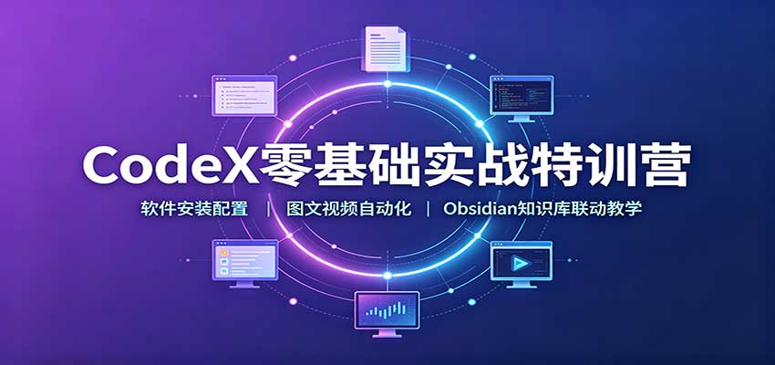 CodeX零基础实战特训营:软件安装配置,图文视频自动化,Obsidian知识库联动教学-创业资源网