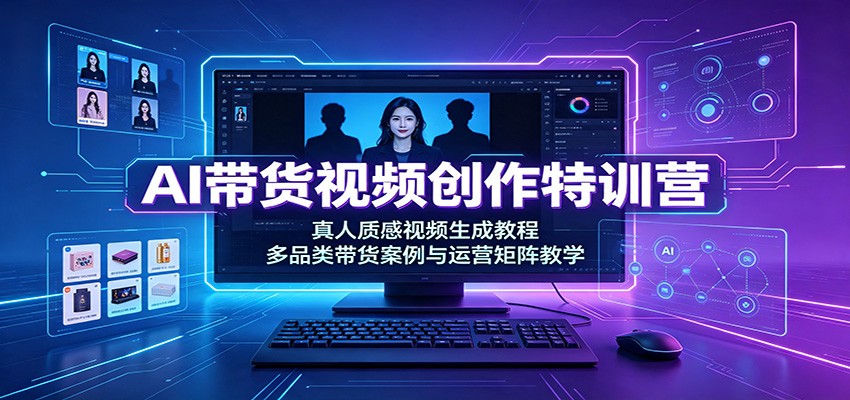 AI带货视频创作特训营：真人质感视频生成教程，多品类带货案例与运营矩阵教学-创业资源网