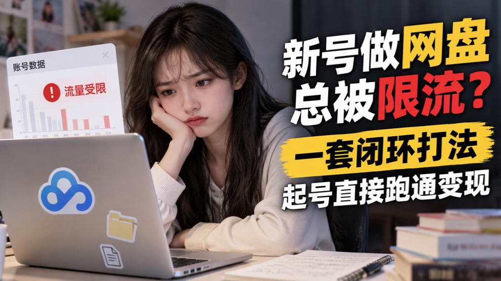 新号做网盘总被限流？一套闭环打法，起号直接跑通变现