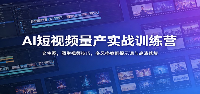 AI短视频量产实战训练营：文生图，图生视频技巧，多风格案例提示词与高清修复-创业资源网