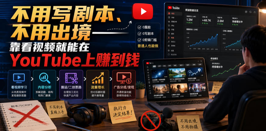 不用写剧本、不用出境——靠看视频就能在YouTube上賺到钱【原创双语字幕】-创业资源网