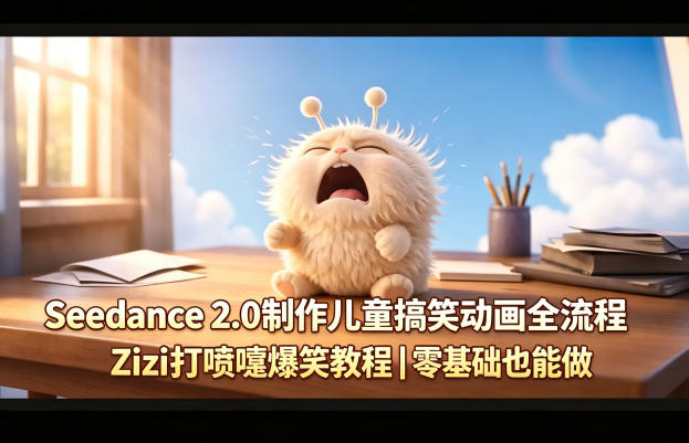 Seedance 2.0制作儿童搞笑动画全流程Zizi打喷嚏爆笑教程｜零基础也能做-创业资源网