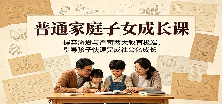 普通家庭子女成长课:摒弃溺爱与严苛两大教育极端,引导孩子快速完成社会化成长-创业资源网
