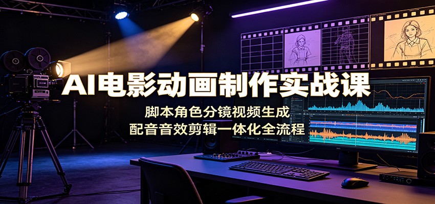 AI电影动画制作实战课：脚本角色分镜视频生成，配音音效剪辑一体化全流程-创业资源网