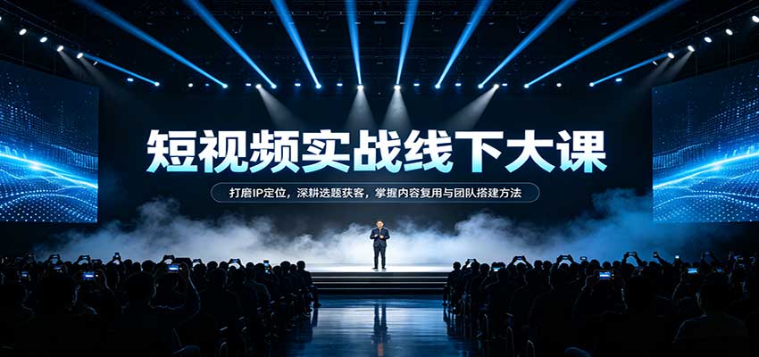 短视频实战线下大课:打磨IP定位,深耕选题获客,掌握内容复用与团队搭建方法-创业资源网
