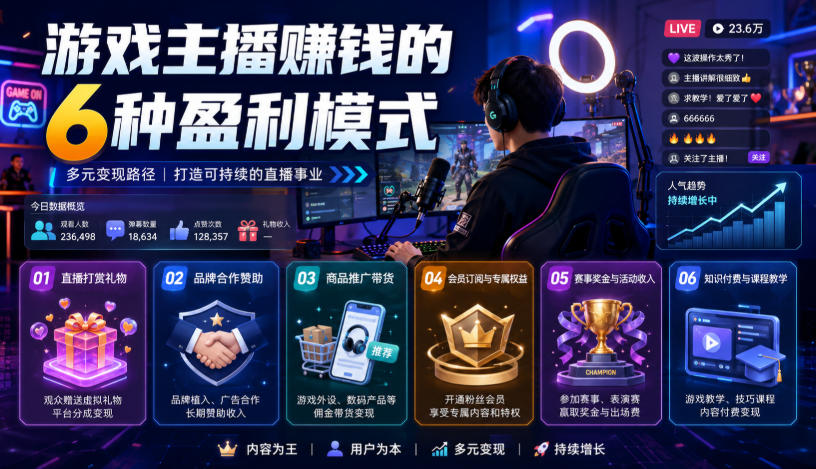 付费文章:游戏主播賺钱的6种盈利模式-创业资源网