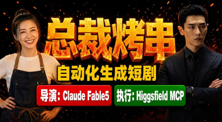 Claude Fable5担任导演+Higgsfield MCP落地执行｜《总裁烤串》真人质感短剧全自动AI生成全流程教学-创业资源网