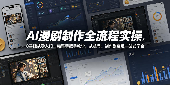 AI漫剧制作全流程实操，0基础从零入门，完整手把手教学，从起号、制作到变现一站式学会-创业资源网