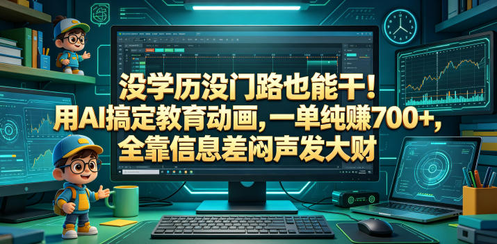 没学历没门路也能干!用AI搞定教育动画,一单纯賺700+,全靠信息差闷声发大财【揭秘】-创业资源网