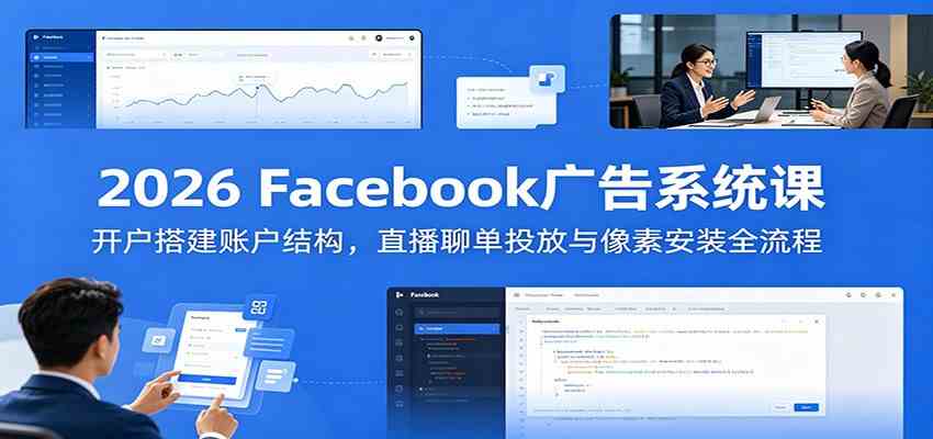2026 Facebook广告系统课：开户搭建账户结构，直播聊单投放与像素安装全流程-创业资源网