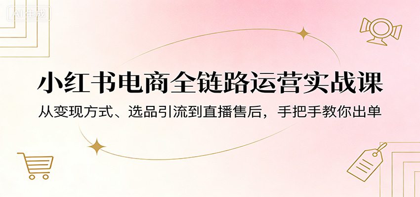 小红书电商全链路运营实战课：从变现方式、选品引流到直播售后，手把手教你出单-创业资源网