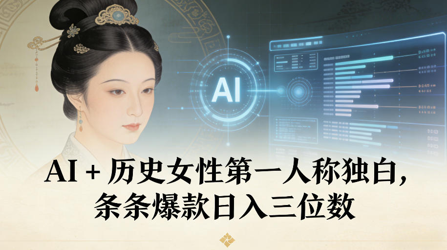 AI+历史女性第一人称独白，条条爆款日入三位数-创业资源网