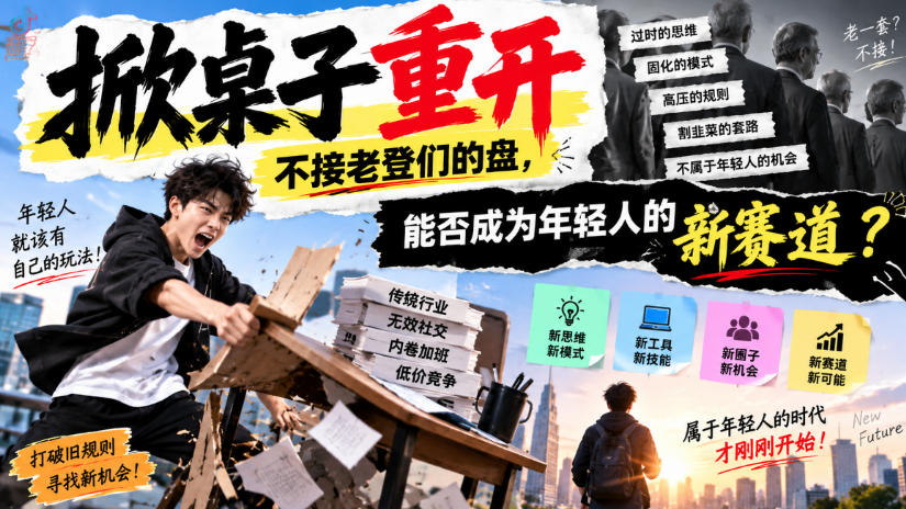 某公众号付费文章：掀桌子重开，不接老登们的盘，能否成为年轻人的新赛道？-创业资源网
