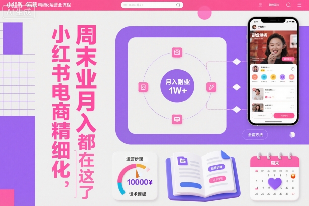 小红书电商精细化运营全流程,周末副业月入1W+,全套方法都在这了-创业资源网