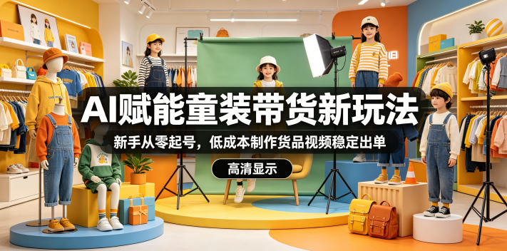 AI赋能童装带货新玩法，新手从零起号，低成本制作货品视频稳定出单-创业资源网