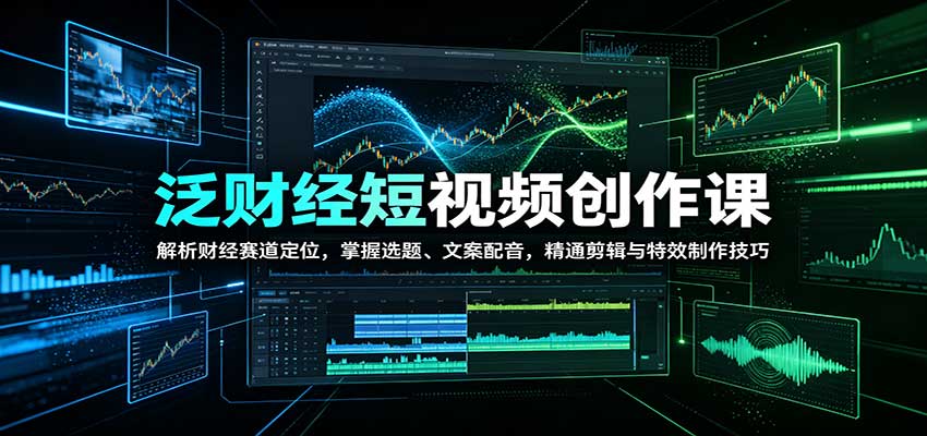 泛财经短视频创作课：解析财经赛道定位，掌握选题、文案配音，精通剪辑与特效制作技巧-创业资源网