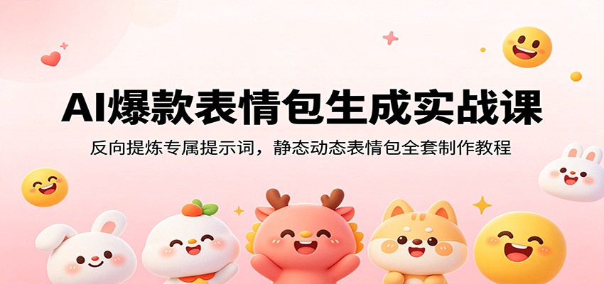 AI爆款表情包生成实战课:反向提炼专属提示词,静态动态表情包全套制作教程-创业资源网