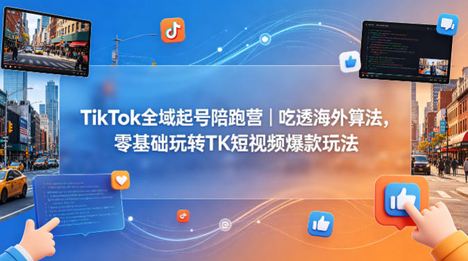 TikTok全域起号陪跑营｜吃透海外算法，零基础玩转TK短视频爆款玩法-创业资源网
