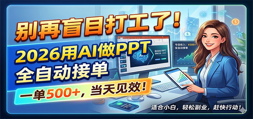 别再盲目打工了!2026用AI做PPT全自动接单,一单5张+,当天见效!-创业资源网