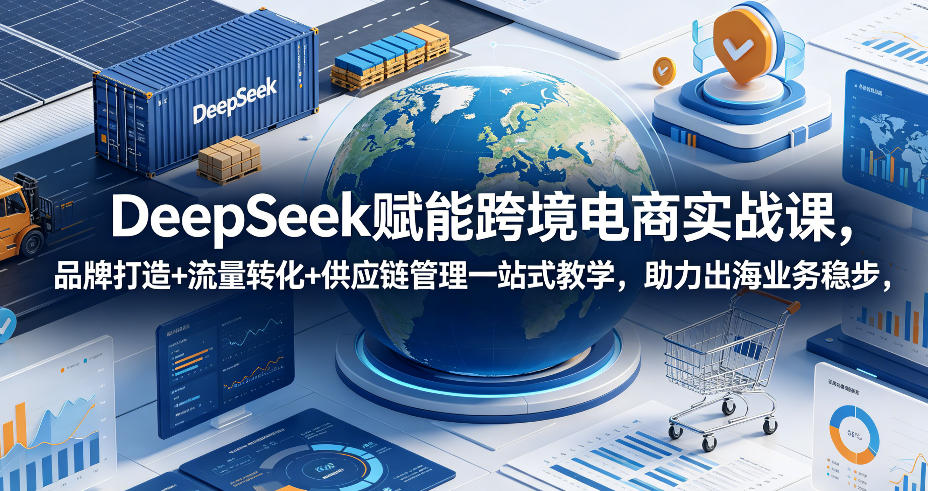DeepSeek赋能跨境电商实战课,品牌打造+流量转化+供应链管理一站式教学,助力出海业务稳步发展-创业资源网